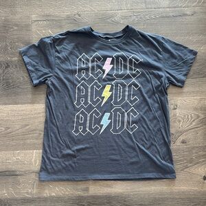 AC/DC Navy Tee with Pink, Yellow & Light Blue Lightning Bolts
